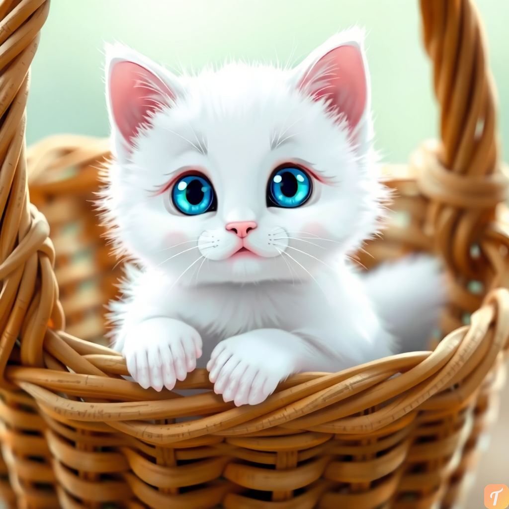 Kitten In A Basket Scene