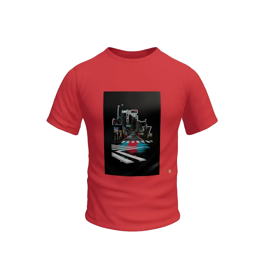A serene beach scene with calm waters. Style direction: Urban streetwear artwork, bold graphic composition, gritty textures, modern fashion print, high contrast