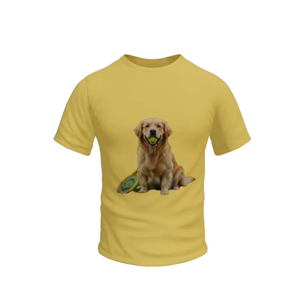 A playful dog running or jumping in a green outdoor setting My dog playing tennis