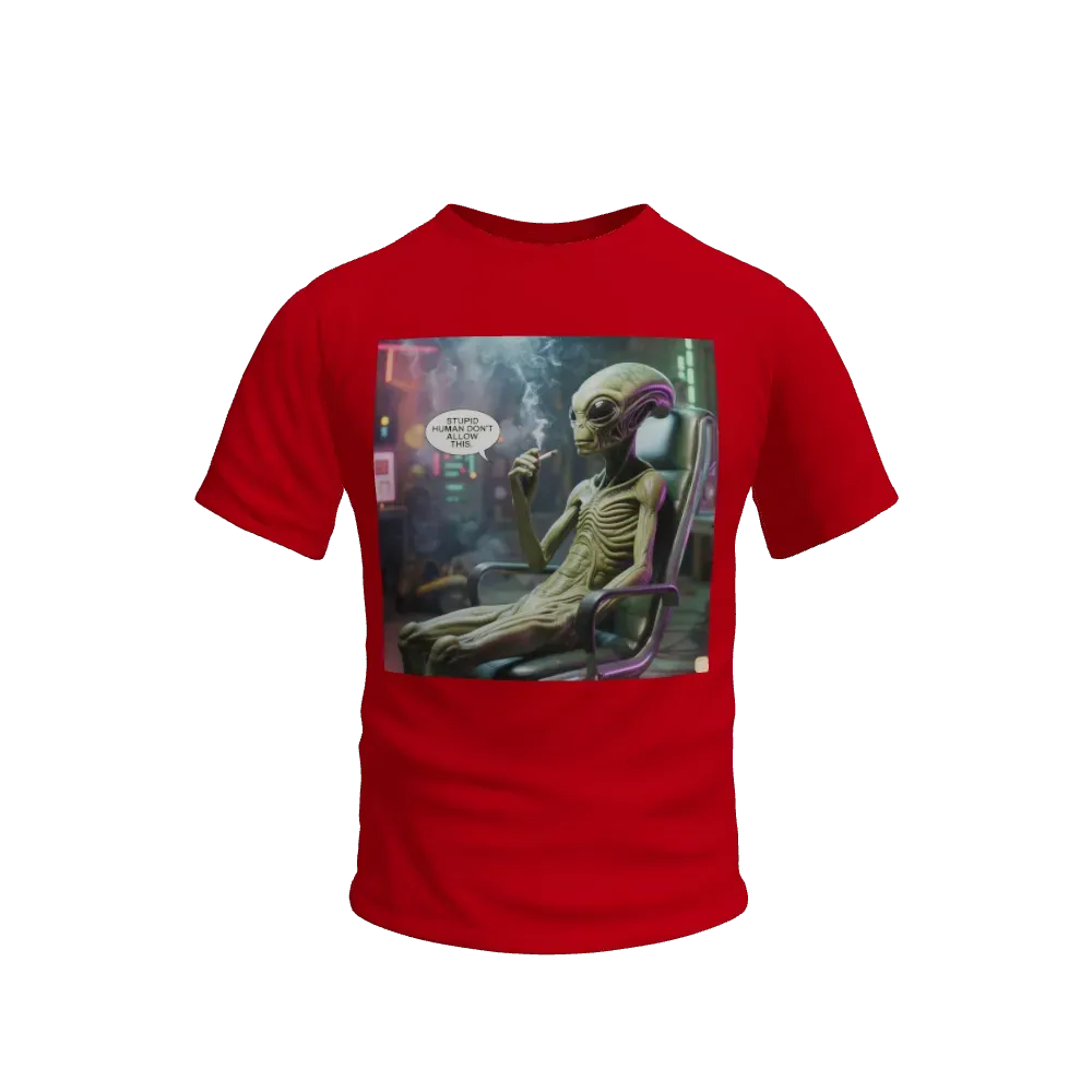 An alien smoking weed and saying stupid human dont allow this