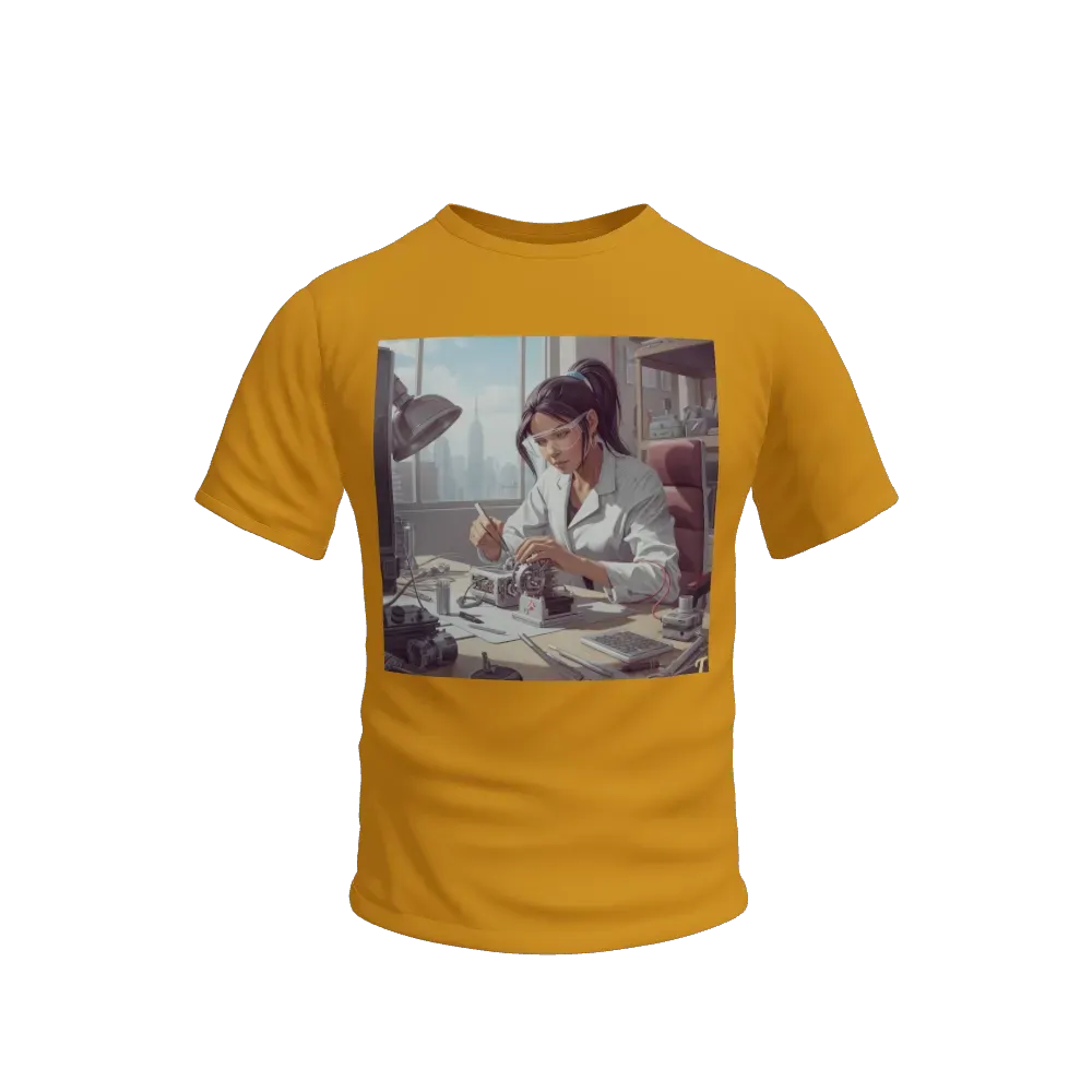 Woman engineer mechanical creats