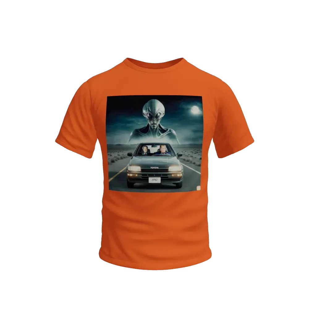 An alien hunting a toyota starlet ep82 with domaët trump driving it