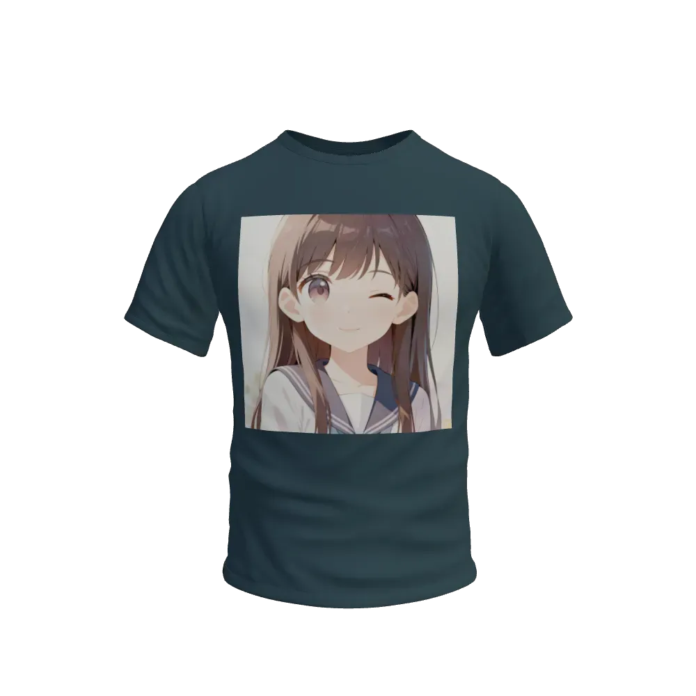 An anime character girl without background cute position wink