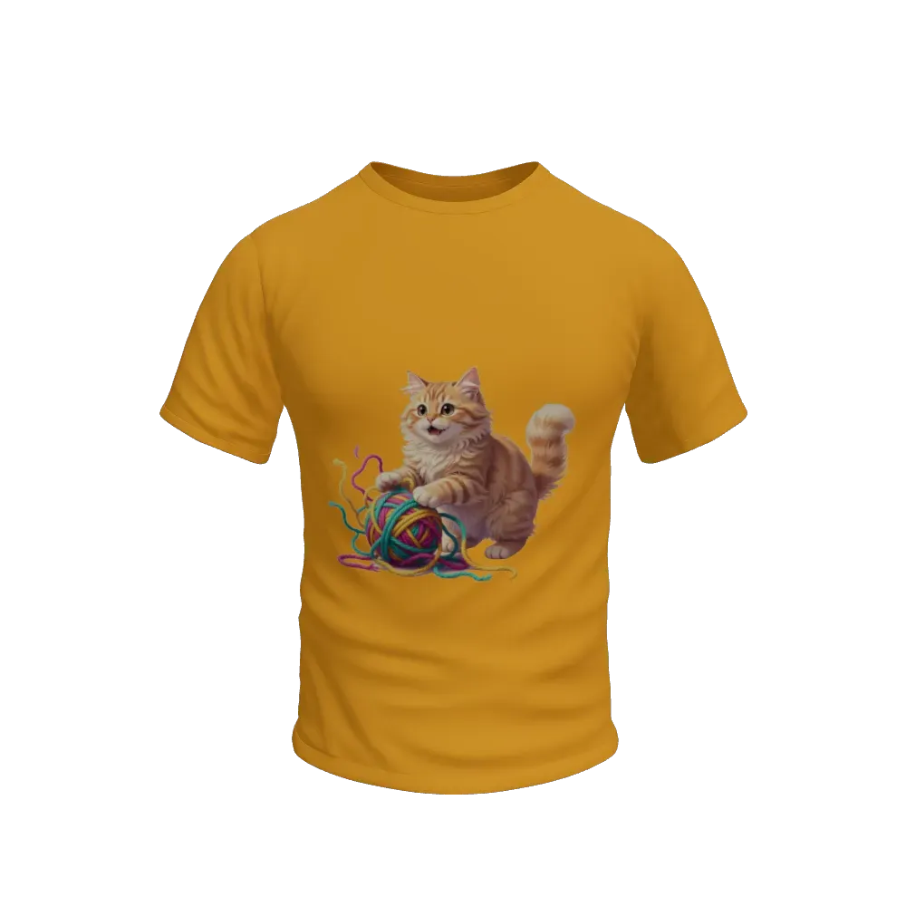A whimsical illustration of a cat playing My cat is playing