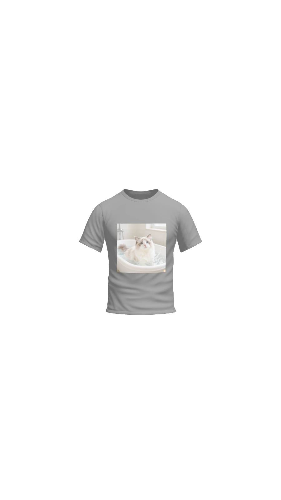 A fluffy cat relaxed in a bath with water splashes, soft natural lighting, cozy home bathroom mood, photorealistic style. Cat doing bath